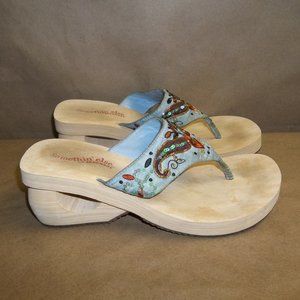 Skechers Somethin Else Moonstruck Beaded Flip Flop Wedge Women Size 7 Thong   C4